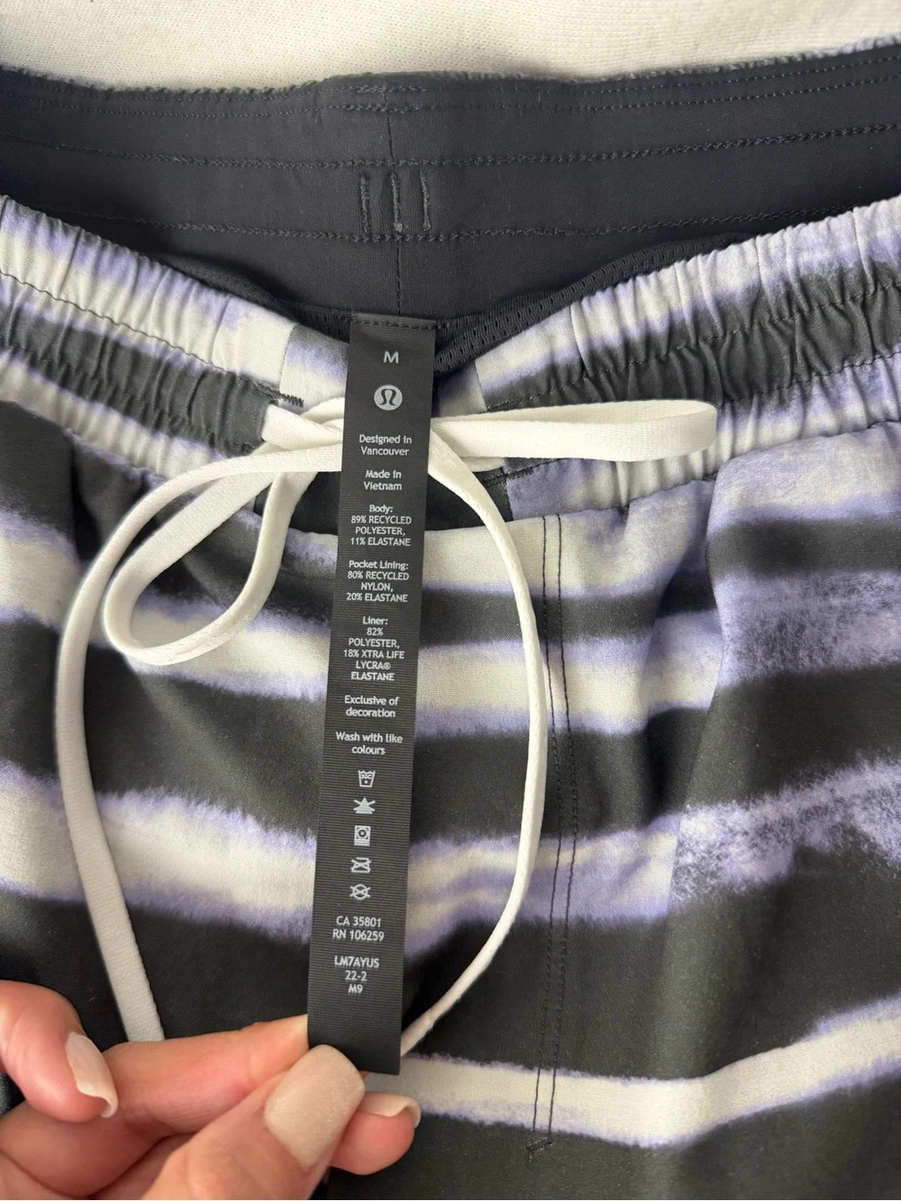 lululemon athletica Black and White Striped Men’s Swim Trunks